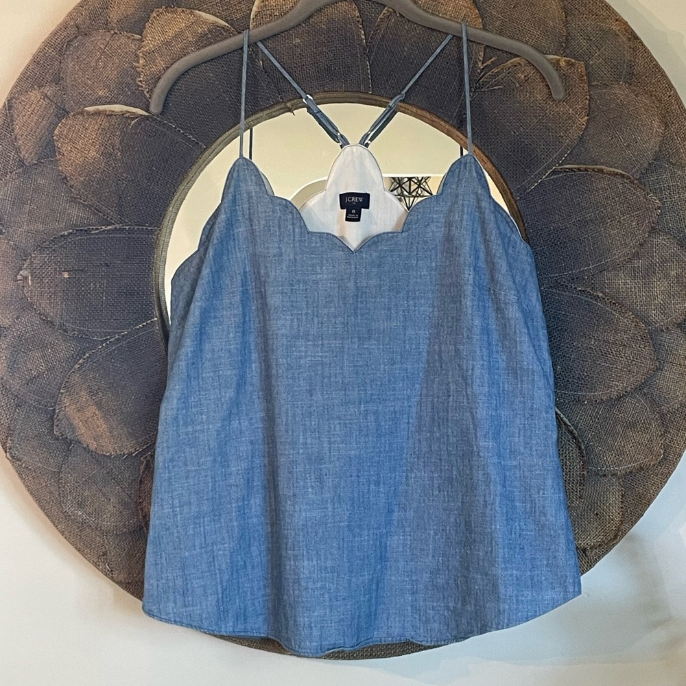 J.Crew Factory chambray scalloped cami top